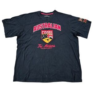 Coogi T Shirt Mens 5X Black Tri Nations Tournament Australian Rugby V-Neck Tee